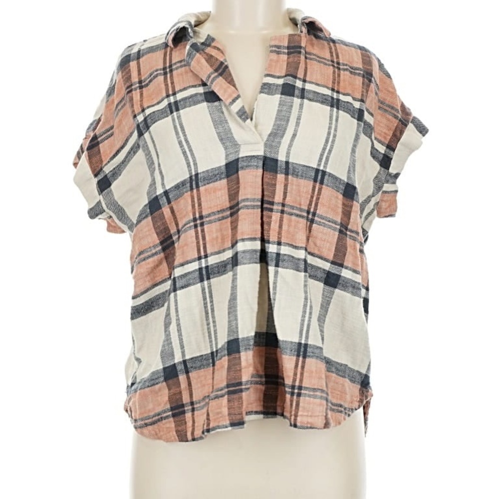 UpWest Peach and Gray Plaid Shirt 🍑